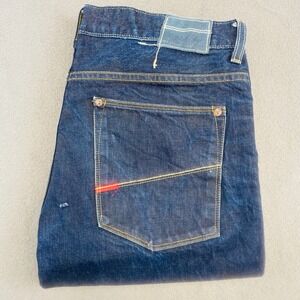 Gilded‎ Age Men's Raw Denim Straight Leg Jeans 34x32 Indigo USA Made Distressed